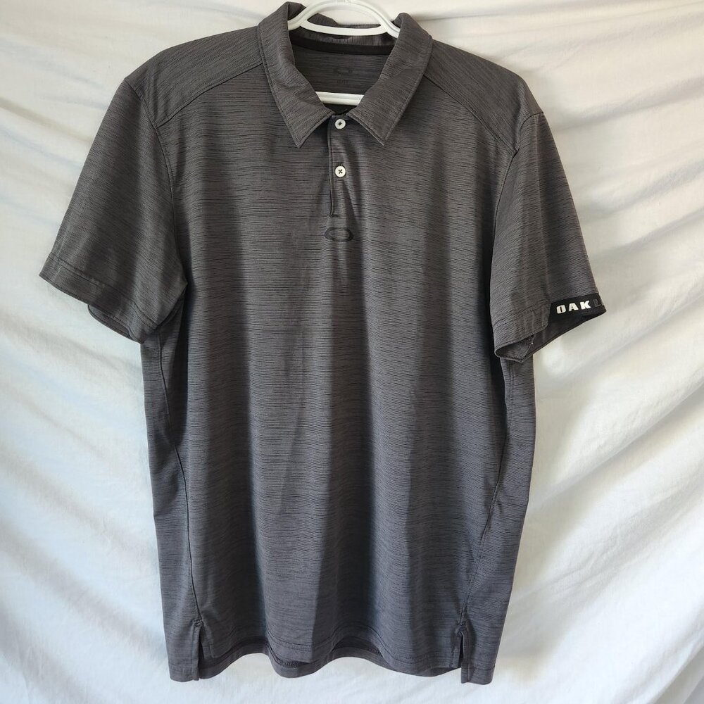 Oakley Men's Golf Shirt XL Grey Performance Two Button Polo